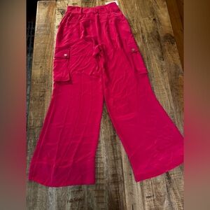Ramy Brook Rumer wide leg flare pocket carpenter Fuchsia trousers Pants NWT NEW